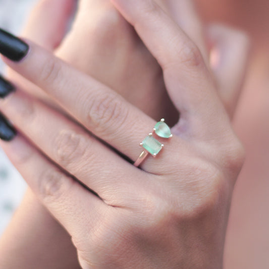 Turquoise Green Rose Gold Ring