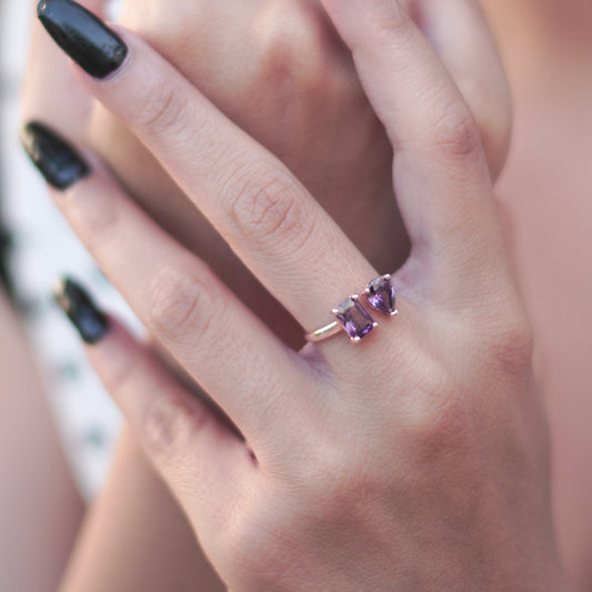 Pinacle Purple Rose Gold Ring