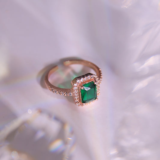 Emerald Rectangle Diamond Ring