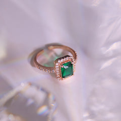 Emerald Rectangle Diamond Ring